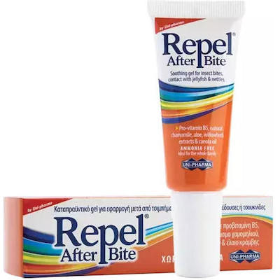 Unipharma Repel After Bite Καταπραϋντικό Τζελ, Χωρίς Αμμωνία, για Ανακούφιση από τα Τσιμπήματα 20ml