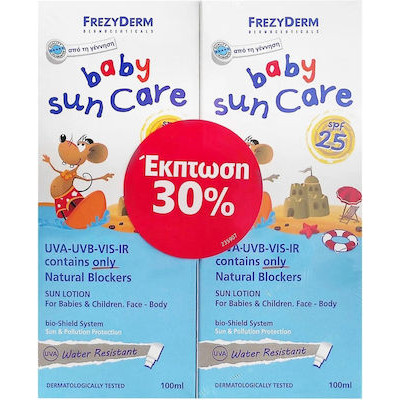 Frezyderm Αδιάβροχο Βρεφικό Αντηλιακό Γαλάκτωμα Promo Baby Sun Care Lotion για Πρόσωπο & Σώμα SPF25 100ml  [Sticker -30%]