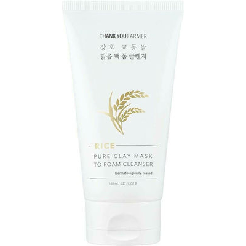 THANK YOU FARMER RICE PURE CLAY MASK TO FOAM CLEANSER 150ML