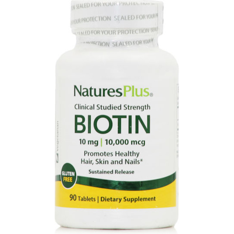 Nature's Plus Clinical Strength Biotin Βιταμίνη για τα Μαλλιά, τo Δέρμα & τα Νύχια 10mg 90 ταμπλέτες