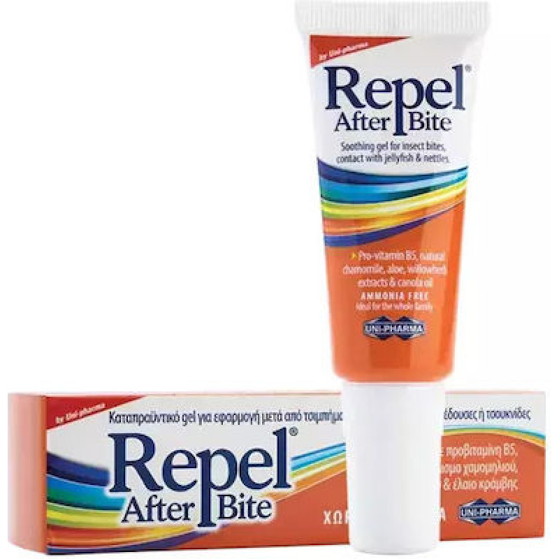 Unipharma Repel After Bite Καταπραϋντικό Τζελ, Χωρίς Αμμωνία, για Ανακούφιση από τα Τσιμπήματα 20ml