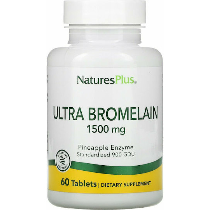 Nature's Plus Digestive Support Ultra Bromelain χωρίς Γλουτένη 1500mg 60 ταμπλέτες
