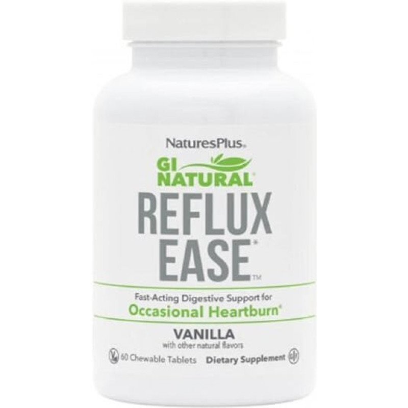 Nature's Plus GI Natural® Reflux Ease Ειδικό Συμπλήρωμα Διατροφής 60 μασώμενες ταμπλέτες Βανίλια