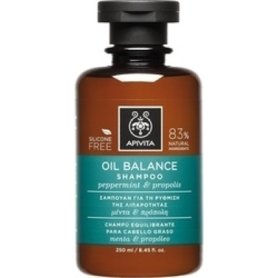 APIVITA OIL BALANCE SHAMPOO ΣΑΜΠΟΥΑΝ ΓΙΑ ΤΗ ΡΥΘΜΙΣΗ ΤΗΣ ΛΙΠΑΡΟΤΗΤΑΣ ΜΕ ΜΕΝΤΑ & ΠΡΟΠΟΛΗ 250ML
