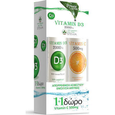 Power Of Nature Vitamin D3 2000iu & Vitamin C 500mg Πορτοκάλι 20 + 20 αναβράζοντα δισκία