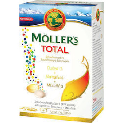 MOLLER'S Total Ιχθυέλαιο + Μουρουνέλαιο Omega 3 28caps+28tabs