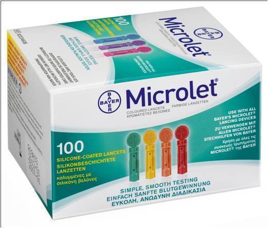 ASCENSIA MICROLET 100 LANCETS COLORED