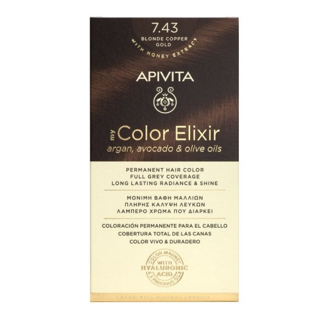 APIVITA My Color Elixir Βαφή Μαλλιών 7.43 Ξανθό Χάλκινο Μελί